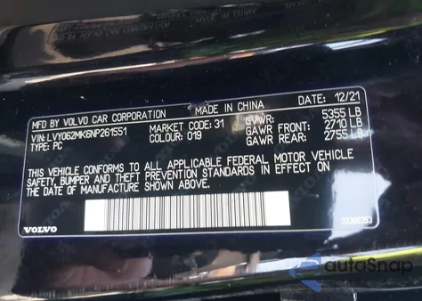 2022 Volvo S90 B6 Momentum z USA, uszkodzony, nr VIN LVY062MK6NP261551